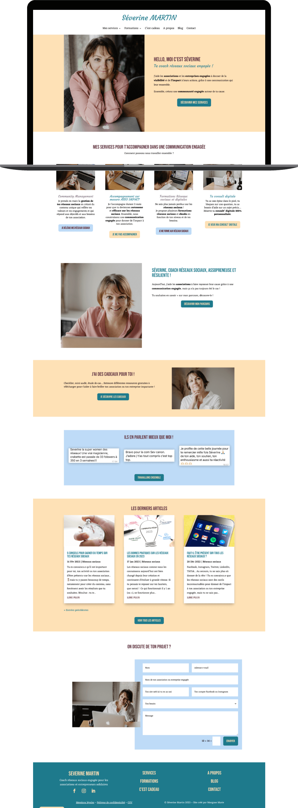 Page d'accueil site vitrine Séverine Martin