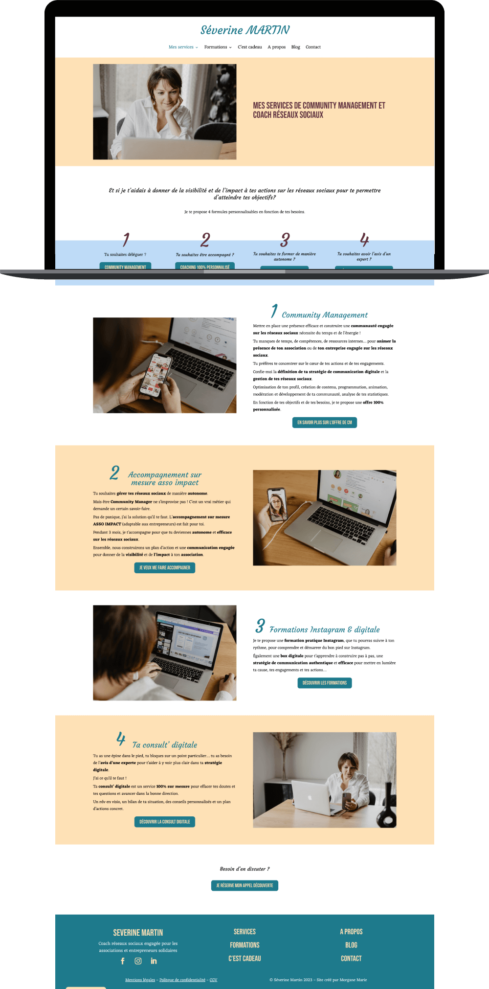 Page services site vitrine Séverine Martin