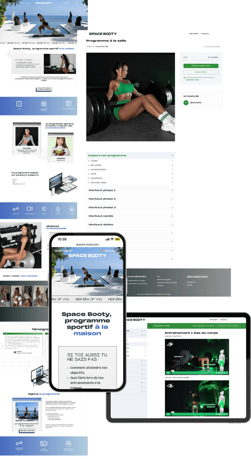 Réalisation site avec espace de formation Space Booty