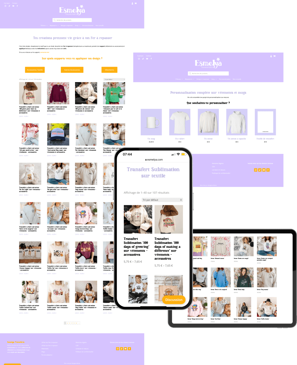 Réalisation site e-commerce Esmelya