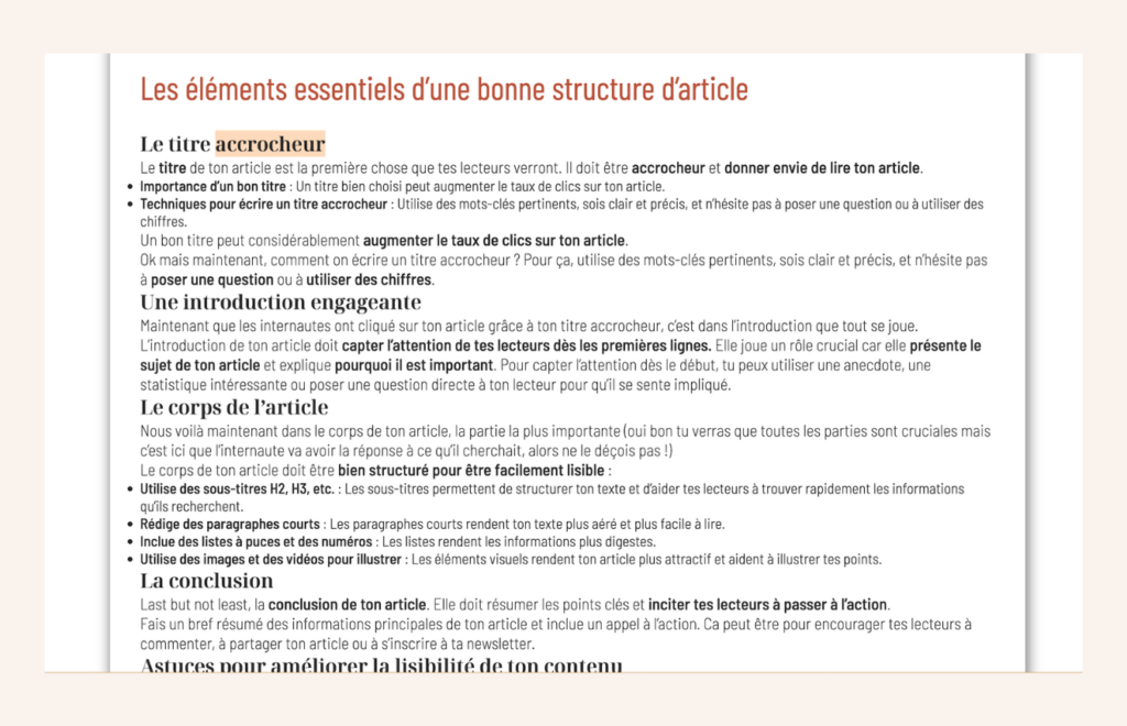 Structure article de blog illisible