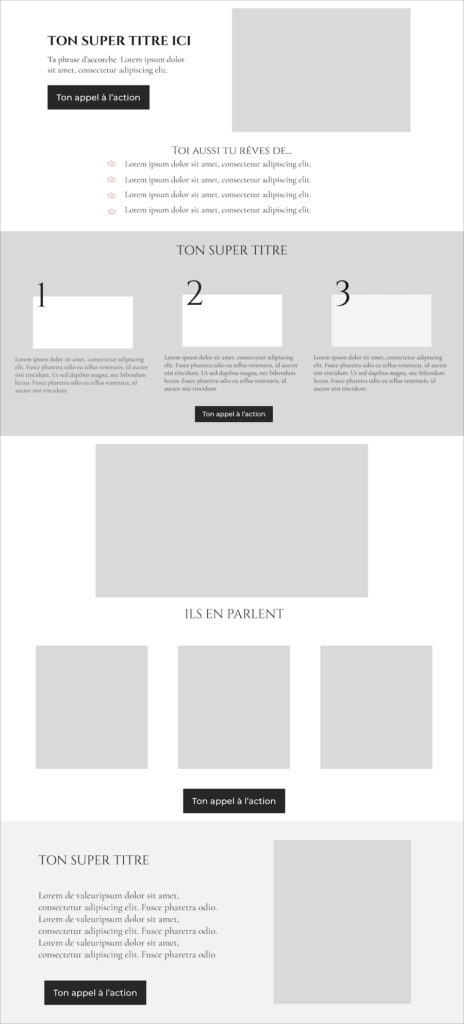 Landing page réussie - structure non aérée